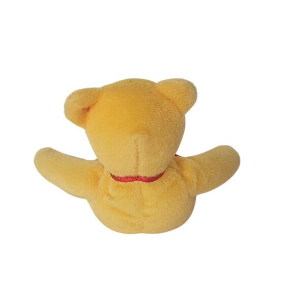 Vtg McDonalds Ty Beanie Teddy Bear 5" Yellow Red Ribbon Happy Meal Logo Soft - Picture 3 of 6